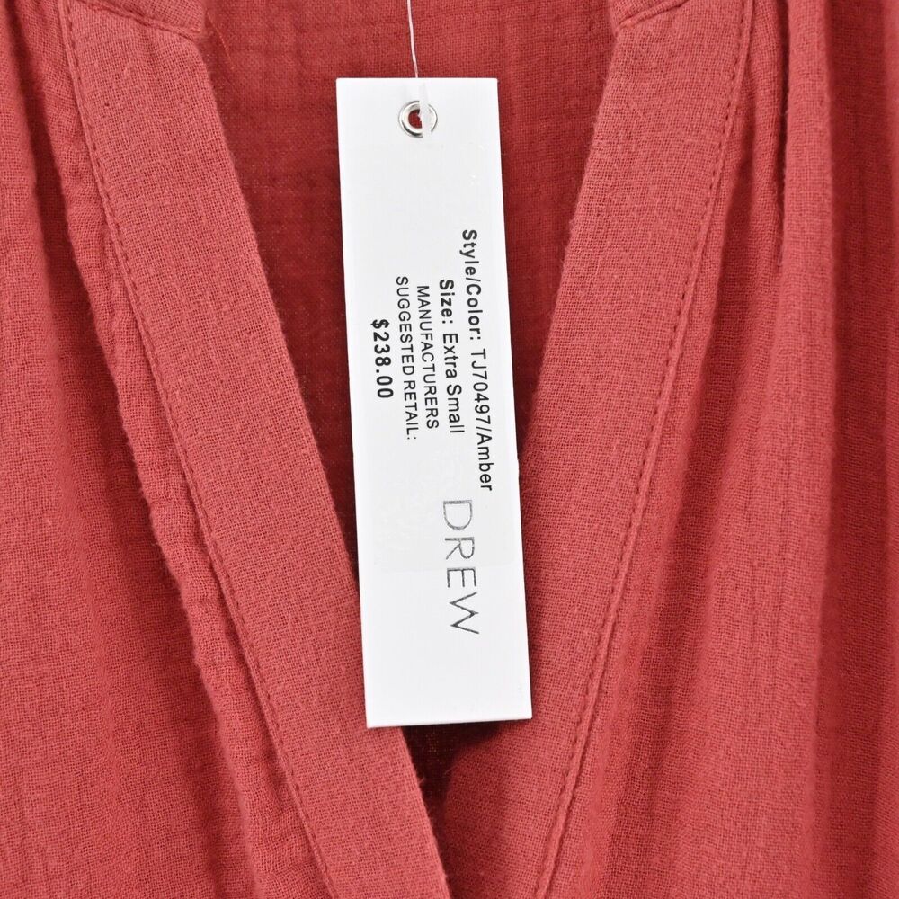 DREW Dress Sz XS Burnt Orange Cotton Tier Ruffle Amber Belt Button ANTHROPOLOGIE - Picture 9 of 13